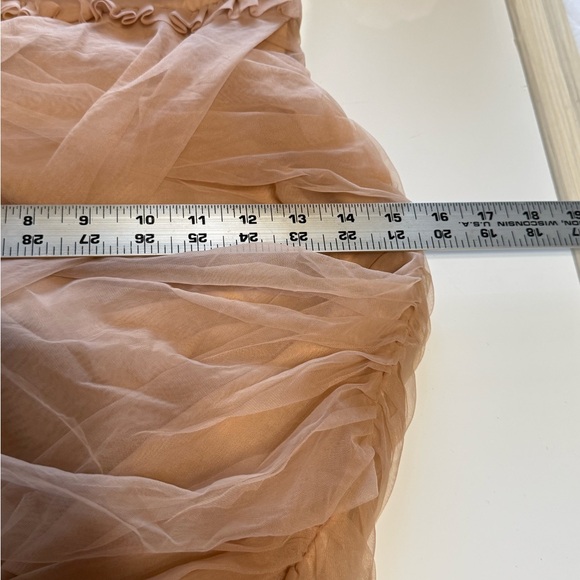 House of CB 'Fleur' Nude Beige Ruched Tulle Long Sleeve Mini Dress Size S - Picture 8 of 11